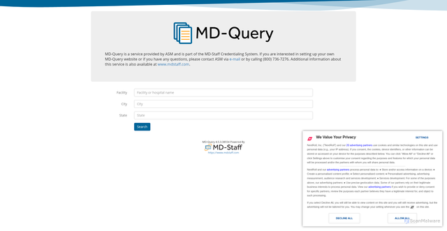 Security scan screenshot of https://www.mdquery.com