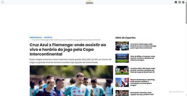 Security scan screenshot of https://andravirtual.com.br/esportes/41878/cruz-azul-x-flamengo-onde-assistir-ao-vivo-e-horario-do-jogo-pela-copa-intercontinental