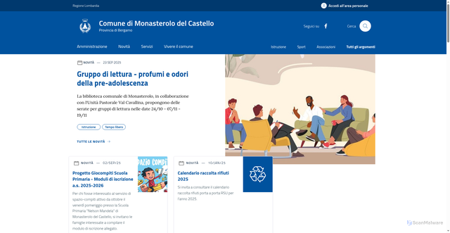 Security scan screenshot of https://www.comune.monasterolo-del-castello.bg.it/home/index.html