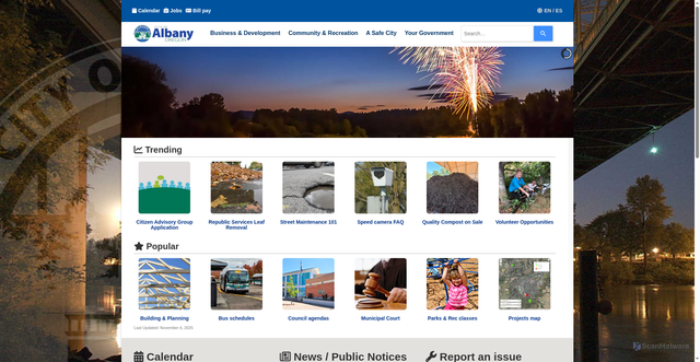 Security scan screenshot of https://albanyoregon.gov/