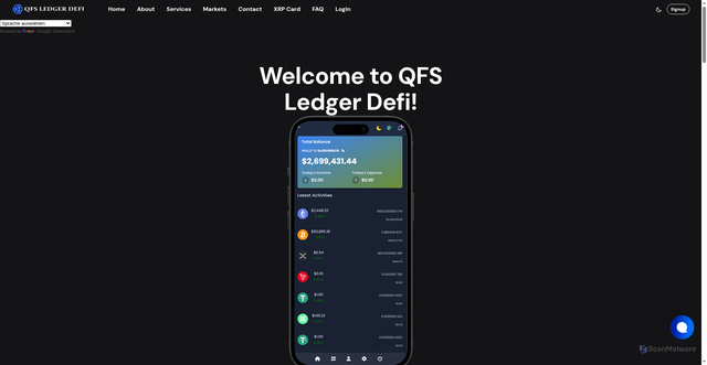 Security scan screenshot of https://qfsledgerdefi.com/