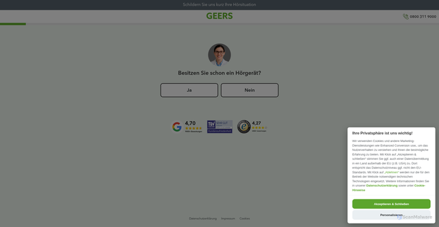 Security scan screenshot of https://fragebogen.geers.de