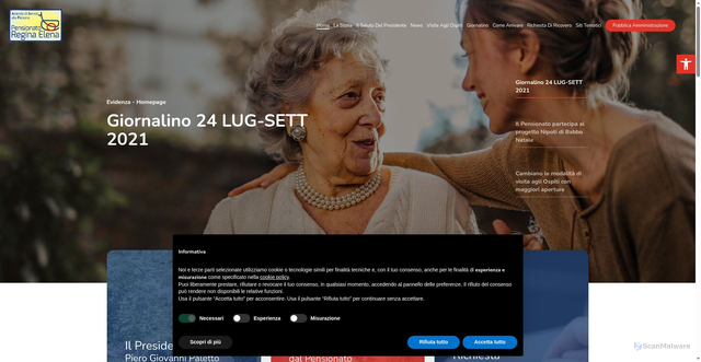 Security scan screenshot of https://www.reginaelena.org/