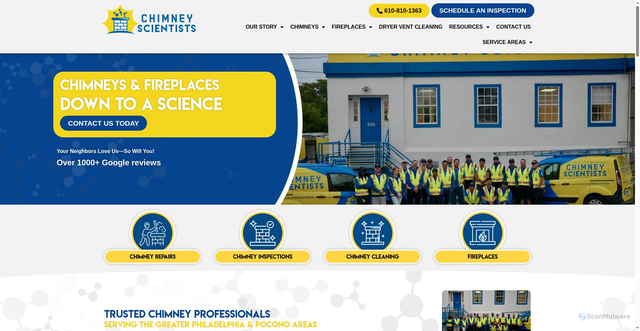 Security scan screenshot of https://chimneyscientists.com