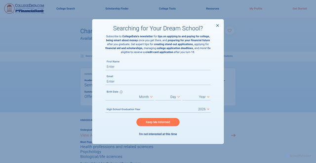 Security scan screenshot of https://www.collegedata.com/college-search/Chaminade-University-of-Honolulu/academics