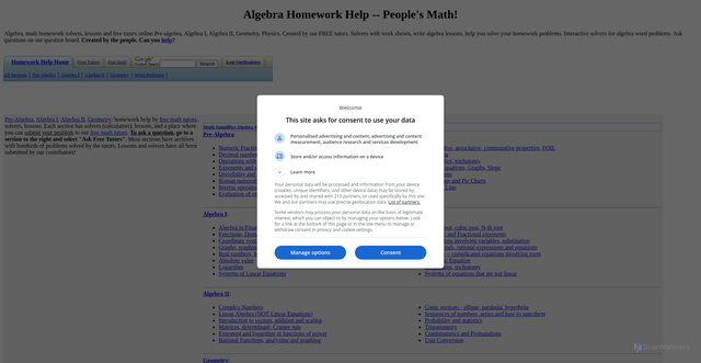 Security scan screenshot of https://algebra.com