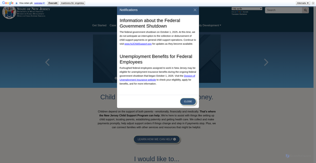 Security scan screenshot of https://www.njchildsupport.gov/