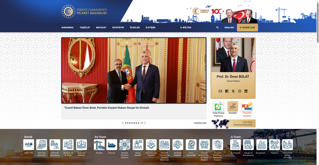 Security scan screenshot of https://ticaret.gov.tr