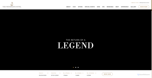 Security scan screenshot of https://www.thewatergatehotel.com/