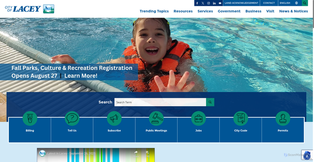 Security scan screenshot of https://cityoflacey.org/