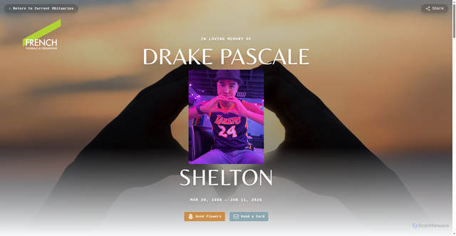 Security scan screenshot of https://www.frenchfunerals.com/obituaries/drake-shelton