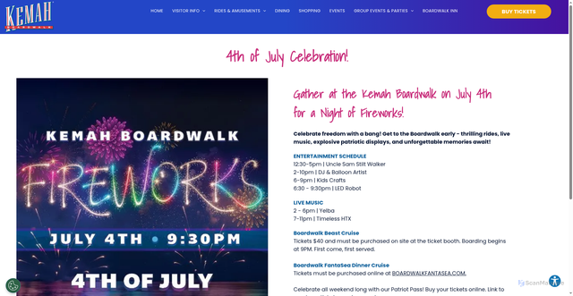 Security scan screenshot of https://www.kemahboardwalk.com/4th-of-july-celebration