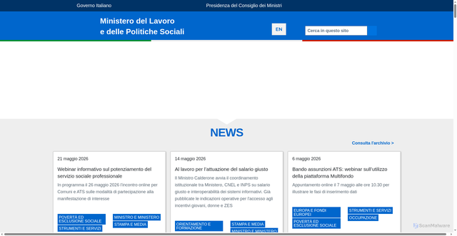 Security scan screenshot of https://www.lavoro.gov.it