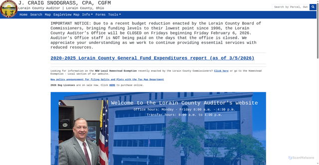 Security scan screenshot of https://loraincountyauditor.gov
