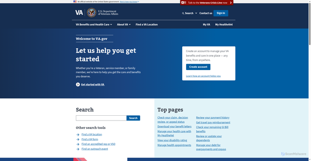 Security scan screenshot of https://www.va.gov/