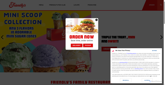 Security scan screenshot of https://friendlysrestaurants.com