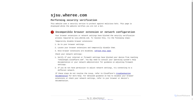 Security scan screenshot of https://sjsu.wheree.com/
