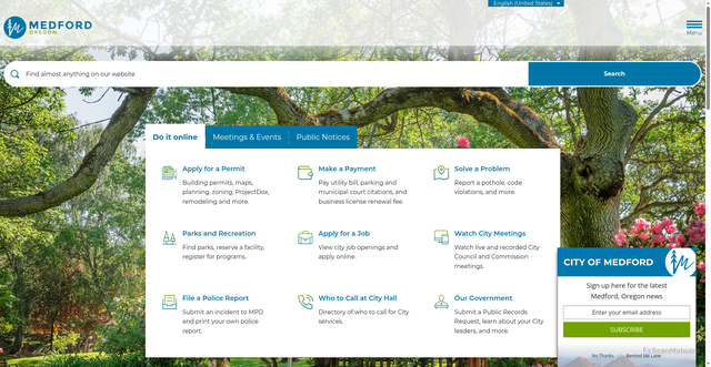 Security scan screenshot of https://www.medfordoregon.gov/