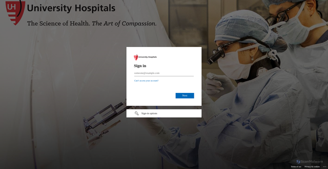Security scan screenshot of https://uhhospitals.sharepoint.com