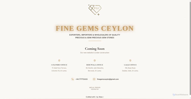 Security scan screenshot of https://finegemsceylon.com/