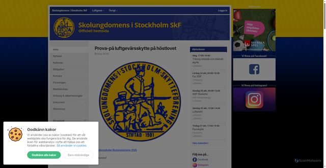 Security scan screenshot of https://skolungdomensskytte.se