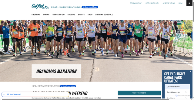 Security scan screenshot of https://canalpark.com/listing/grandmas-marathon-2/