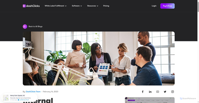 Security scan screenshot of https://www.dashclicks.com/blog/internal-communication