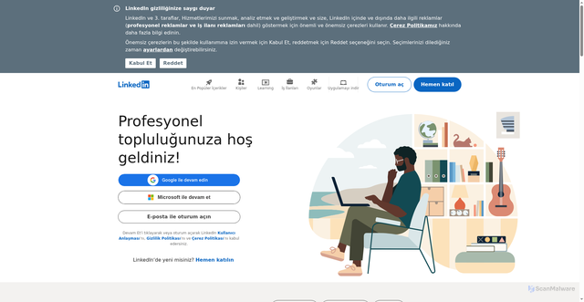 Security scan screenshot of https://tr.linkedin.com