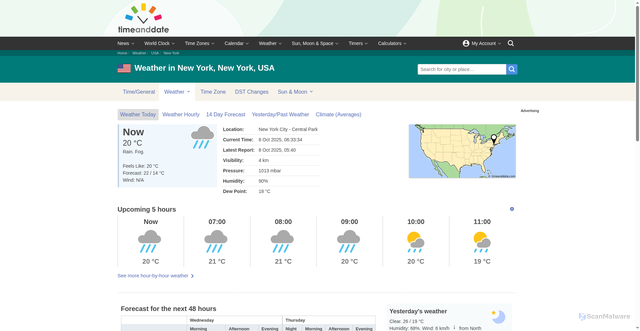 Security scan screenshot of https://www.timeanddate.com/weather/usa/new-york