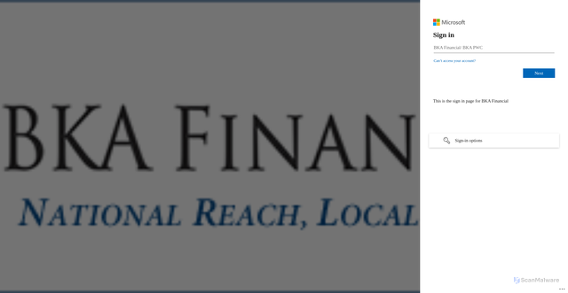 Security scan screenshot of https://bkaassoc-my.sharepoint.com