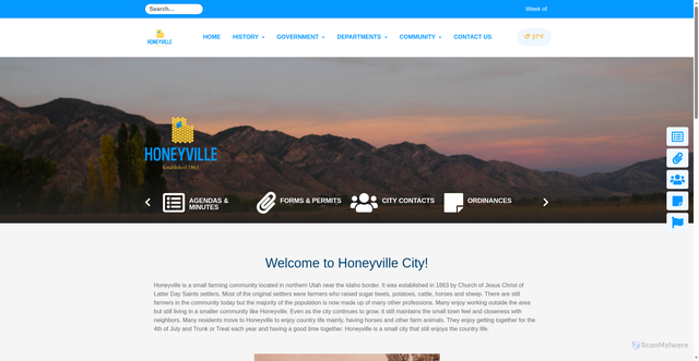 Security scan screenshot of https://honeyvillecity.gov/