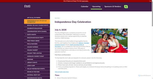 Security scan screenshot of https://www.englewoodco.gov/our-city/events/upcoming/4th-of-july-independence-day-fireworks