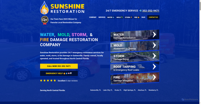 Security scan screenshot of https://sunshinerestorationfl.com/