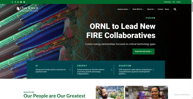 Security scan screenshot of https://www.ornl.gov/