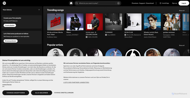 Security scan screenshot of https://spotify.app.link/