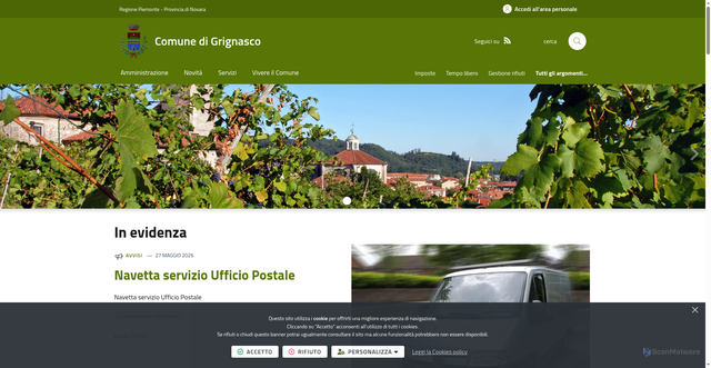 Security scan screenshot of https://www.comune.grignasco.no.it