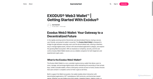 Security scan screenshot of https://learn-started.ghost.io/webexodus-en/