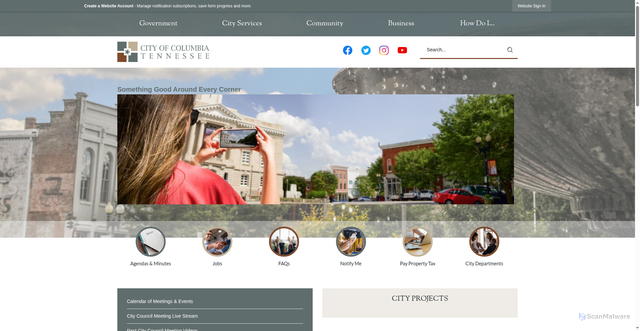 Security scan screenshot of https://columbiatn.gov/