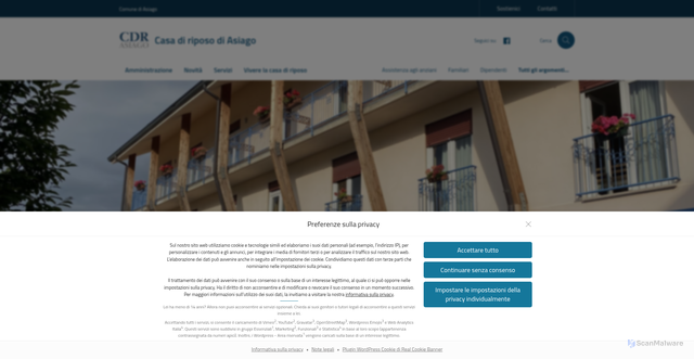 Security scan screenshot of https://www.casariposoasiago.it/