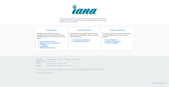 Security scan screenshot of https://www.iana.org