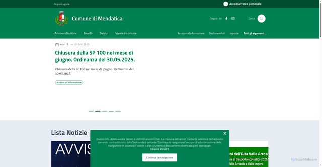 Security scan screenshot of https://comune.mendatica.im.it/