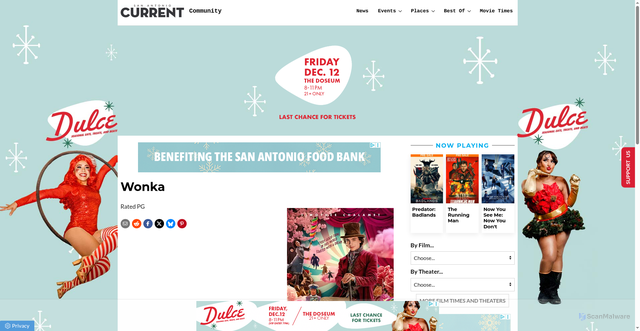 Security scan screenshot of https://community.sacurrent.com/sanantonio/wonka/Film?oid=38629676