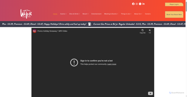 Security scan screenshot of https://www.wekopacasinoresort.com/
