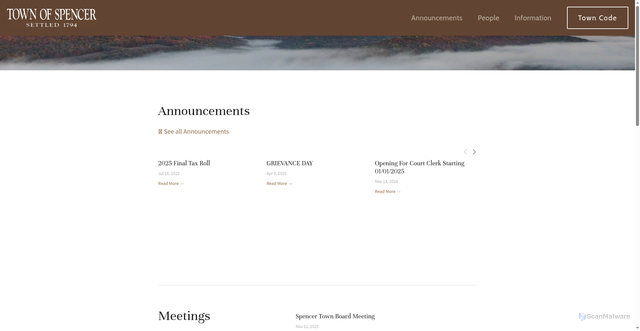 Security scan screenshot of https://townofspencerny.gov/