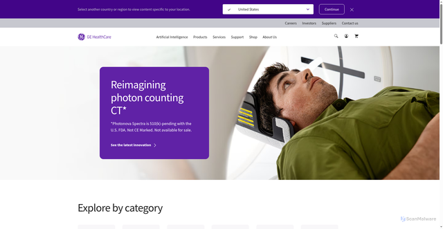 Security scan screenshot of https://gehealthcare.com