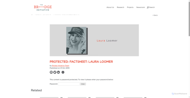 Security scan screenshot of https://bridge.georgetown.edu/research/factsheet-laura-loomer/