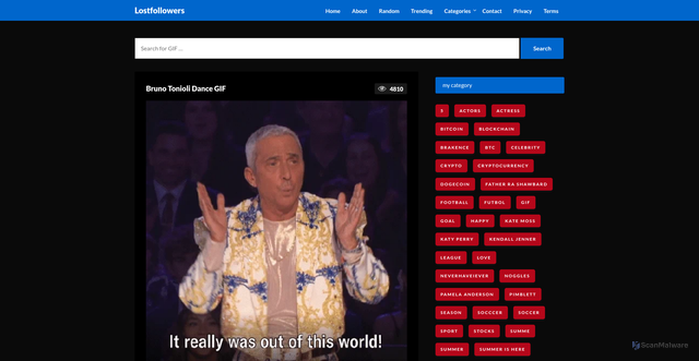 Security scan screenshot of https://infinitecraftonline.com/bruno-tonioli-dance-gif-2/