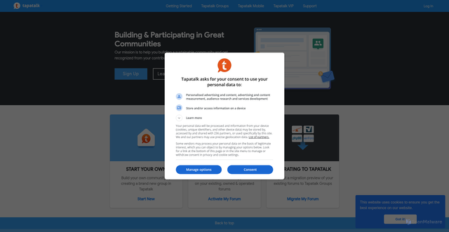 Security scan screenshot of https://tapatalk.com