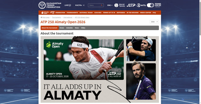 Security scan screenshot of https://ktf.kz/en/tournaments/international/atp-250-almaty-open/