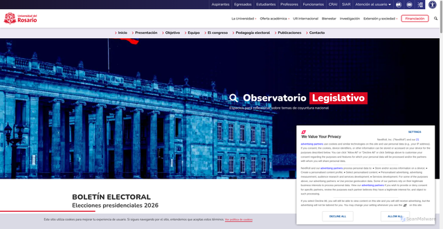 Security scan screenshot of https://urosario.edu.co/en/node/74356
